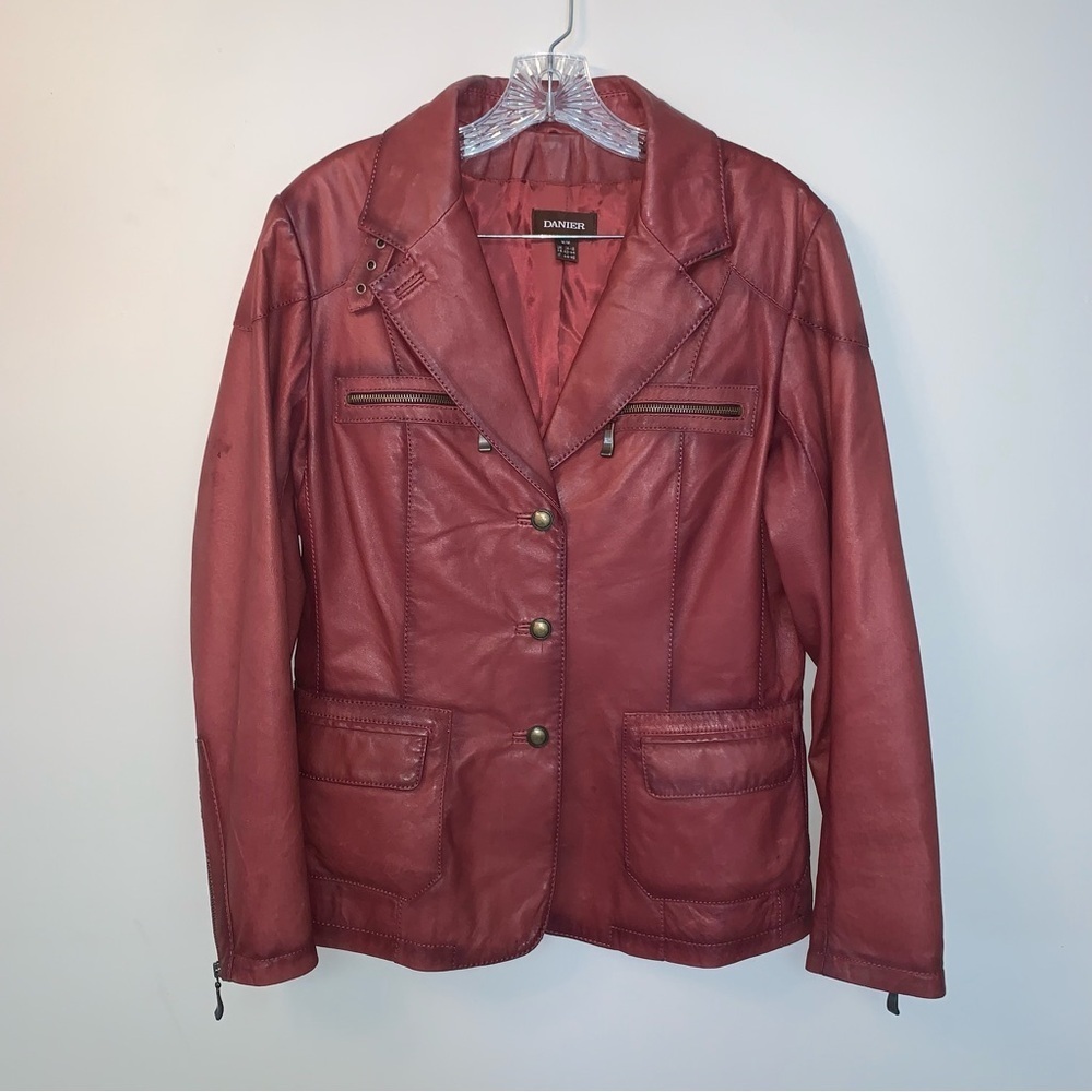 Danier Red Leather Jacket M